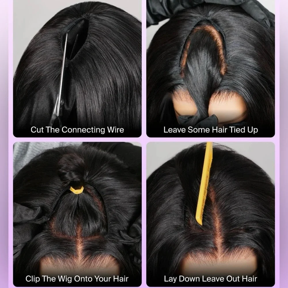 Natural Black Deep Curly Human Hair V Part 24 Inch Glueless Wig